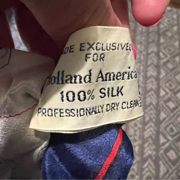 Holland America nautical 100% silk scarf Blue and White Patterned Scarf (D-308) - Picture 7 of 11